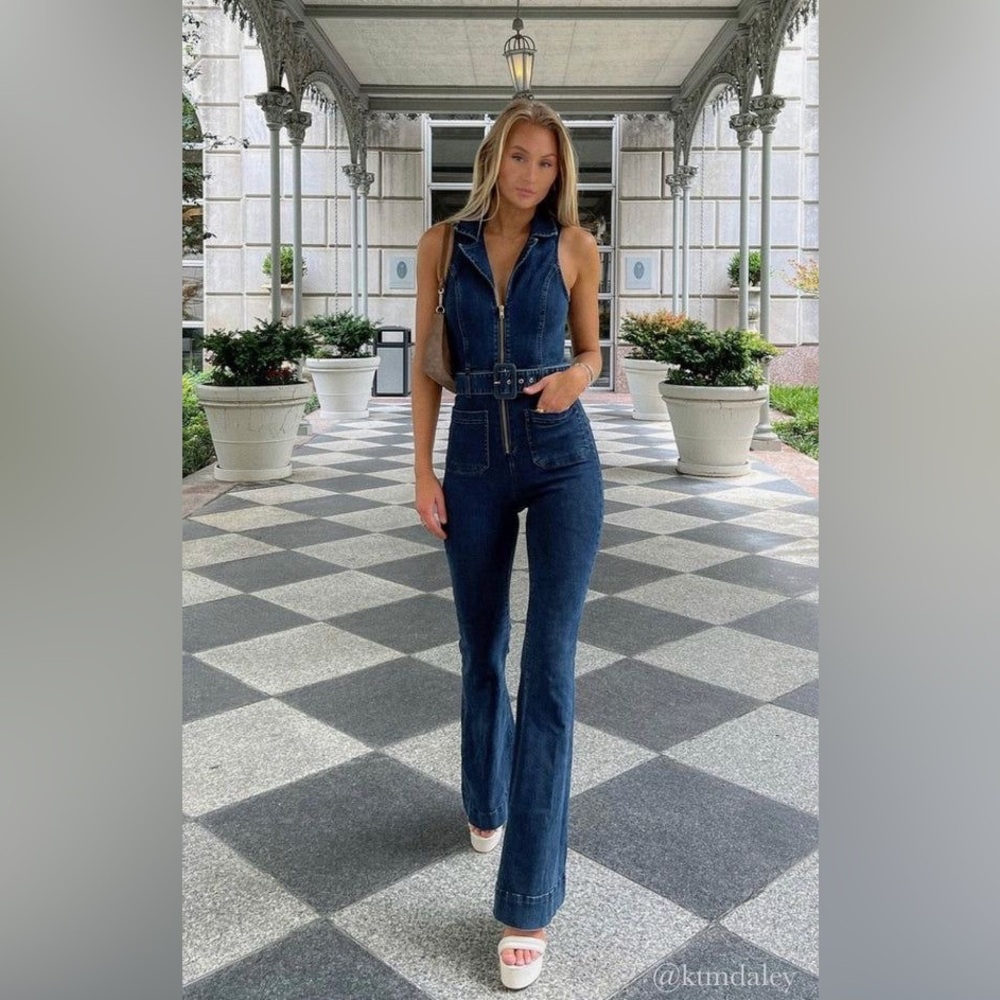 *24 HOUR SALE* Saturday Night Sleeveless Denim Jumpsuit - Picture 8 of 9